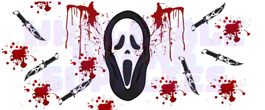 16oz UV DTF Libbey Wrap Scream ghost face knife #A266