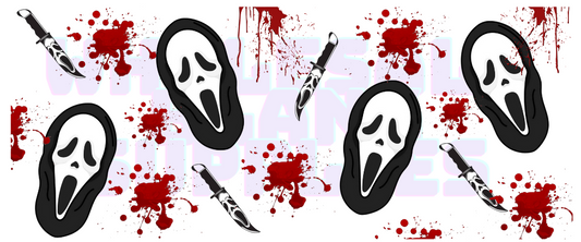 16oz UV DTF Libbey Wrap Scream ghost face knife #A260