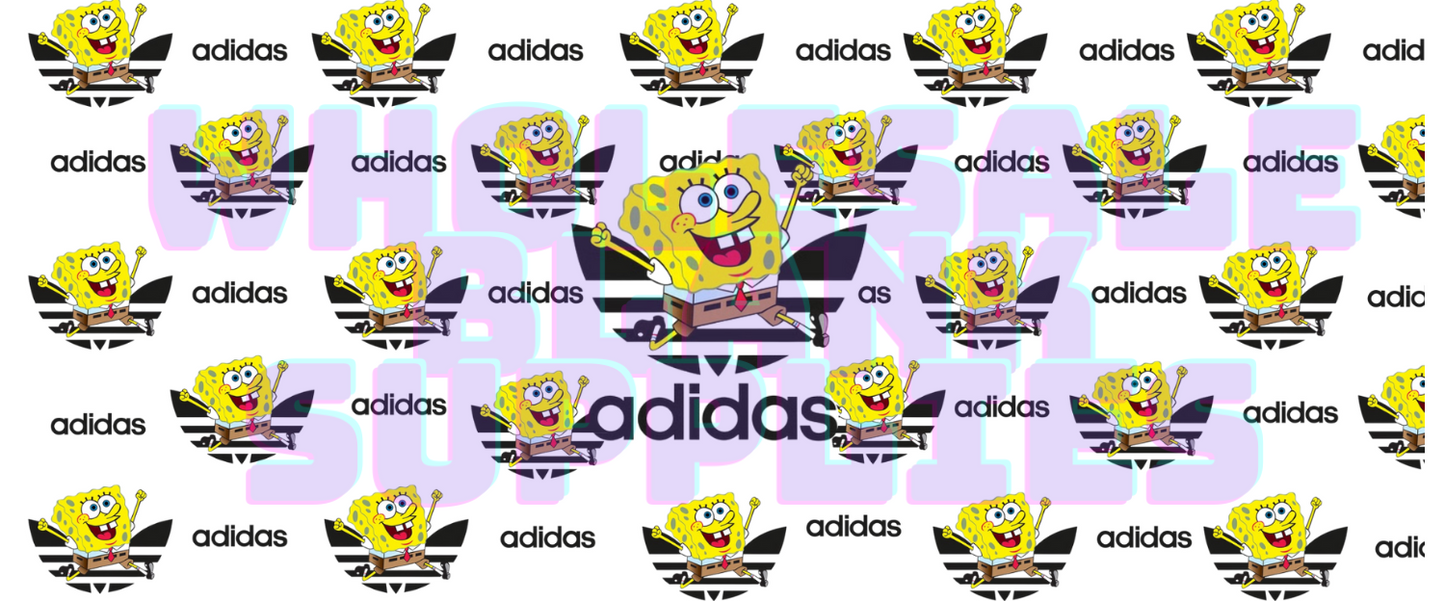 16oz UV DTF Libbey Wrap SpongeBob CRAZY  & ADIDAS #A306