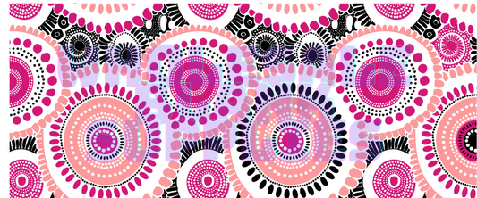 16oz UV DTF Libbey Wrap Aboriginal Indigenous Dot Art Work Painting Pink Black #A352