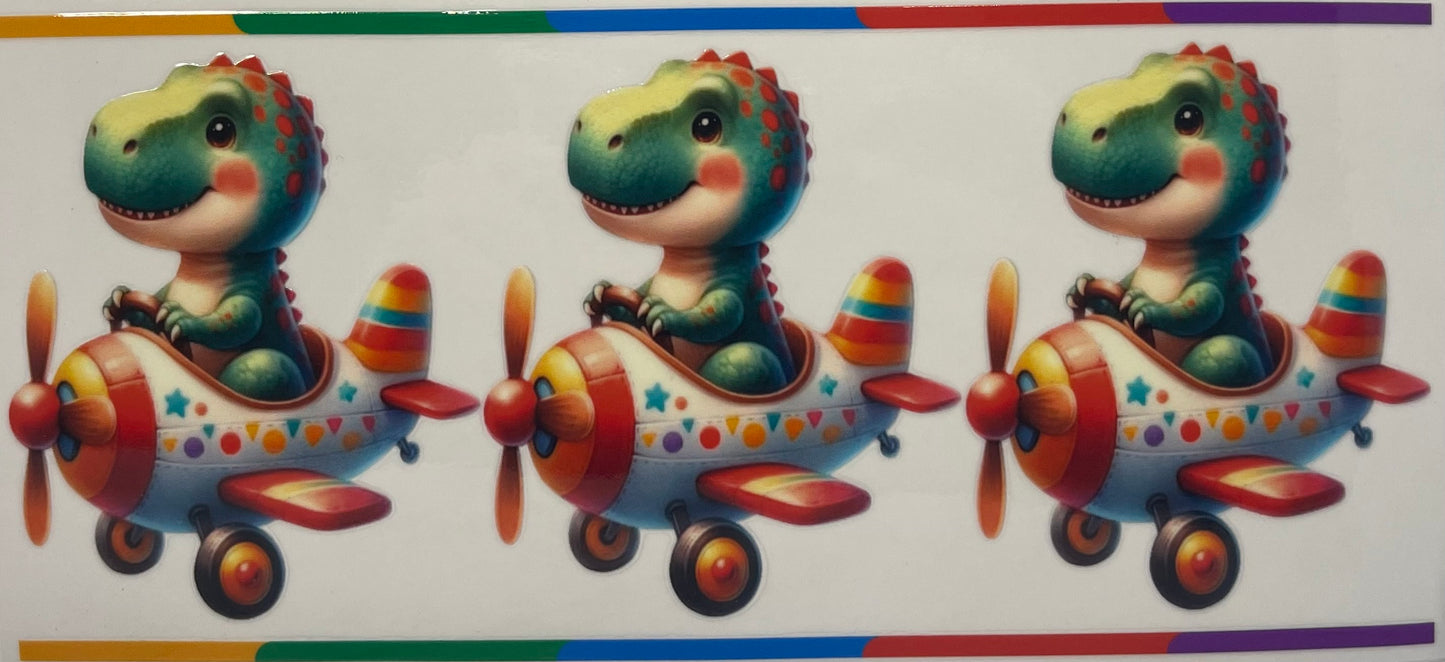 16oz UV DTF Libbey Wrap Dinosaur Airplane #A186