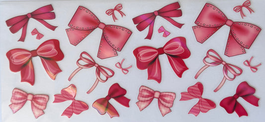 16oz UV DTF Libbey Wrap holographic pretty pink bows #160