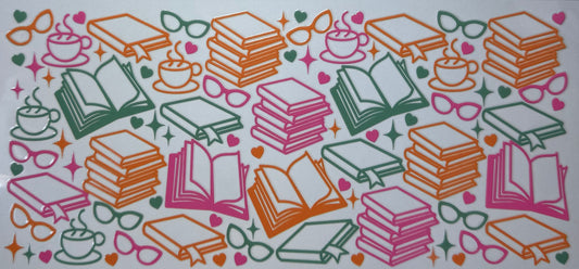 16oz UV DTF Libbey Wraps teacher books cute #672