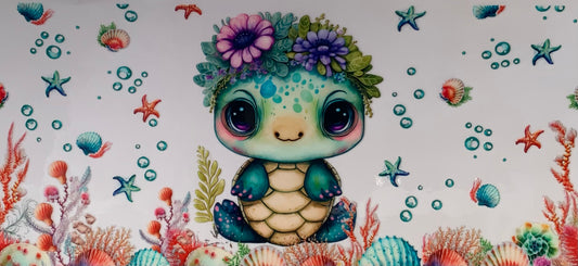 16oz UV DTF Libbey cute sea turtle #503