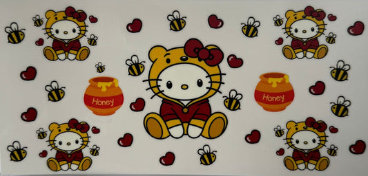 16oz UV DTF Libbey Wrap Hello Kitty Honey Bee #W181