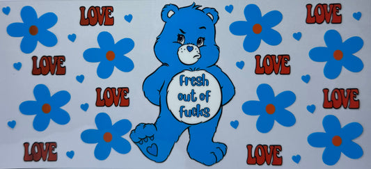 16oz UV DTF Libbey Wrap Care Bear fresh out of fucks #571