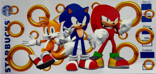 16oz UV DTF Libbey Wrap Sonic & friends starbucks #a126