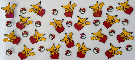 16oz UV DTF Libbey Wrap holographic pokemon hearts  #521