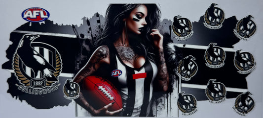 16oz UV DTF Libbey Wrap AFL Collingwood #700