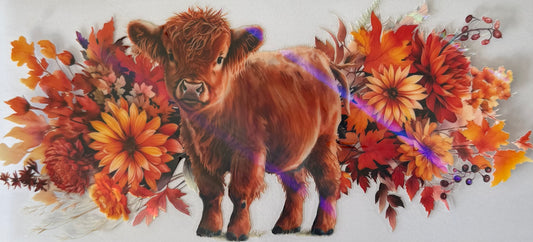 16oz UV DTF Libbey Wrap holographic Flower Cow #525