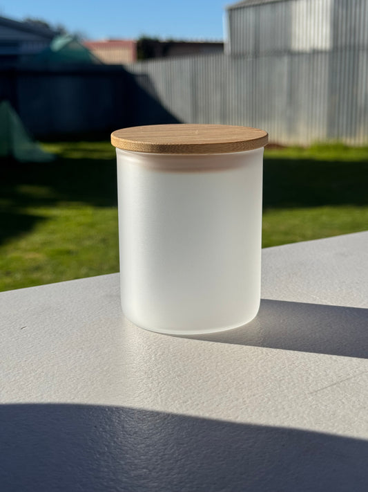 10oz Frosted Glass Sublimation Candle Jar