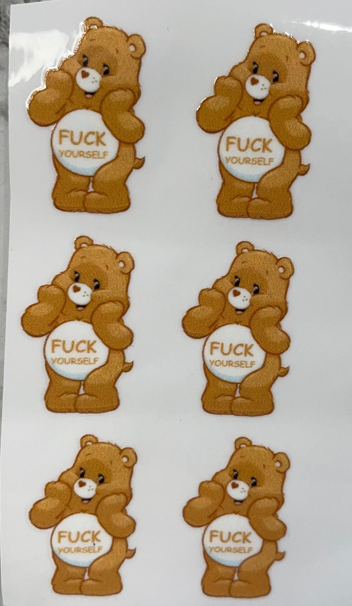 UV DTF Decal - shot Swear Bear fuck yourself #D56 - 6 pack