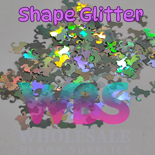 Shapes Glitter | Holographic Silver Dog