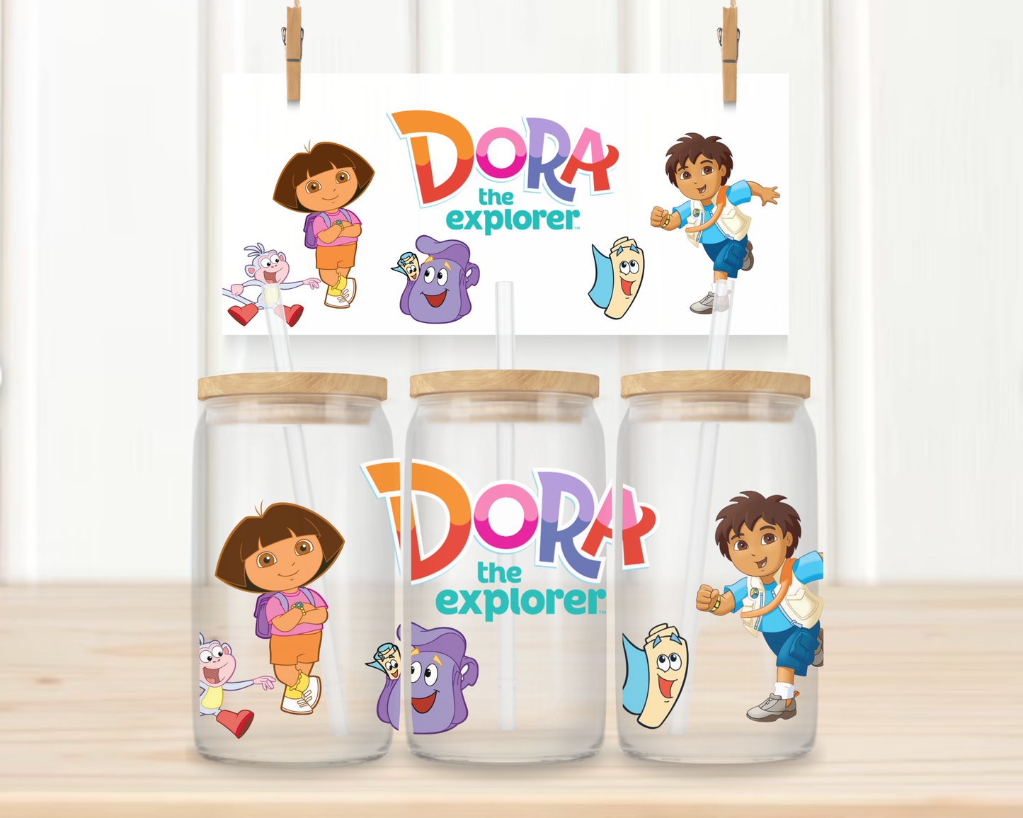 16oz UV DTF Libbey Wrap – Dora the explorer  #W19