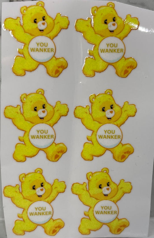 UV DTF Decal - shot Swear Bear you wanker #D57 - 6 pack