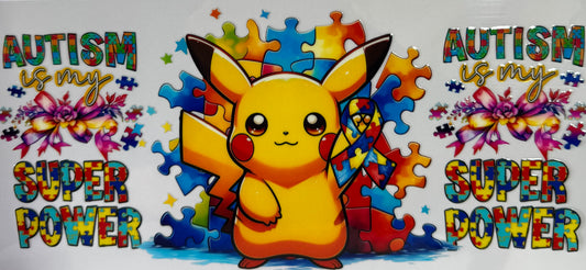16oz UV DTF Libbey Wrap Autisum Awareness pokemon #a50