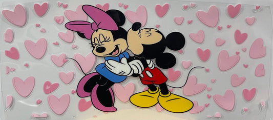 16oz UV DTF Libbey Wrap Mickey Minnie Lovehearts #829