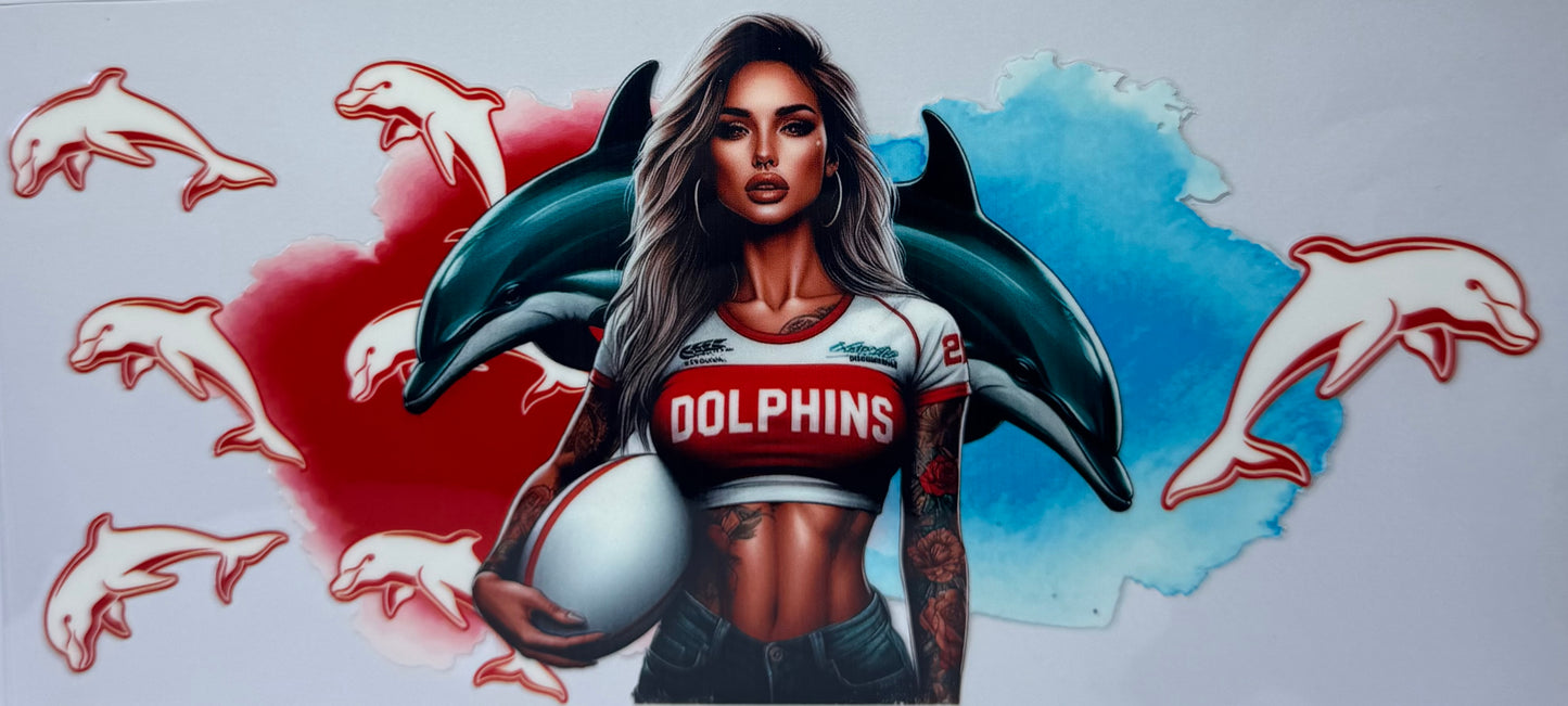 16oz UV DTF Libbey Wrap NRL dolphins #720