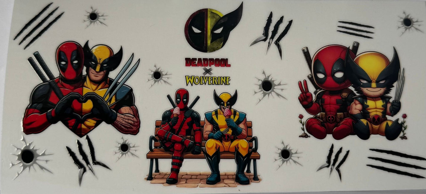 16oz UV DTF Libbey Wrap Deadpool Wolverine #W172