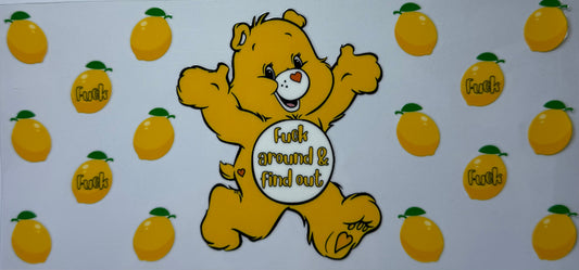 16oz UV DTF Libbey Wrap Care Bear fuck around & find out #547