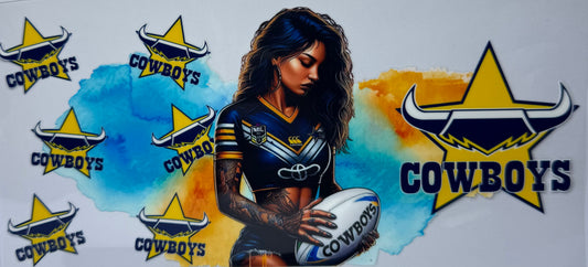 16oz UV DTF Libbey Wrap NRL cowboys #596