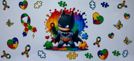 16oz UV DTF Libbey Wrap Batman autism awareness #532