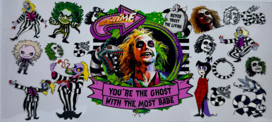 16oz UV DTF Libbey Wrap the joker youre the ghost with the most babe #198