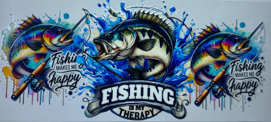 16oz UV DTF Libbey Wraps fishing is my therapy #660