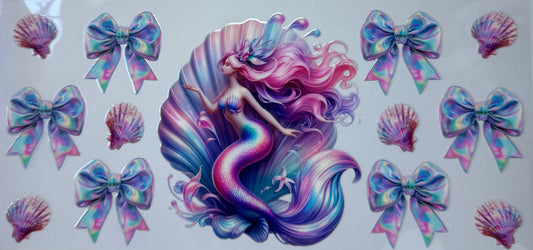 16oz UV DTF Libbey Wrap pretty mermaid shell bows #667