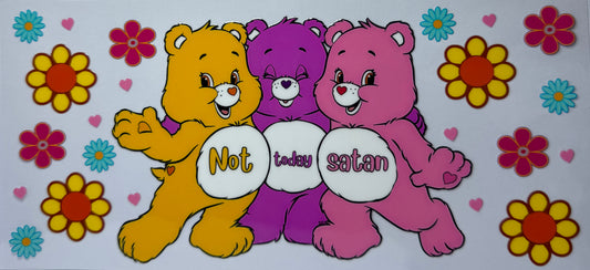 16oz UV DTF Libbey Wrap Care Bear not today Satan #541