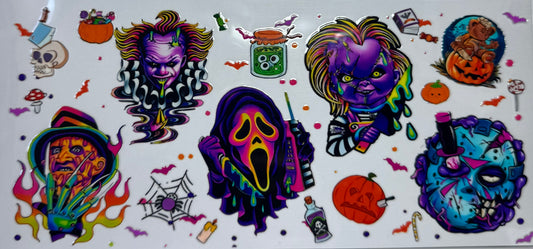 16oz UV DTF Libbey Wrap rainbow horror scence #398