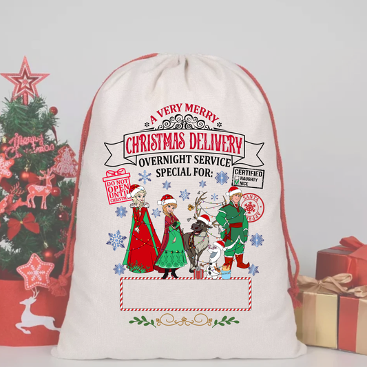 FROZEN CREW ELSA ANNA OLAF  SACK DTF – SPECIAL DELIVERY DTF Print  🎅💌 pre order OCTOBER