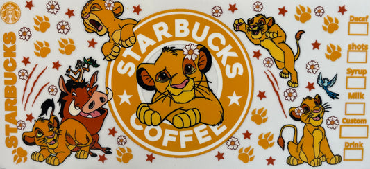 16oz UV DTF Libbey Wrap Starbucks Lion King #333