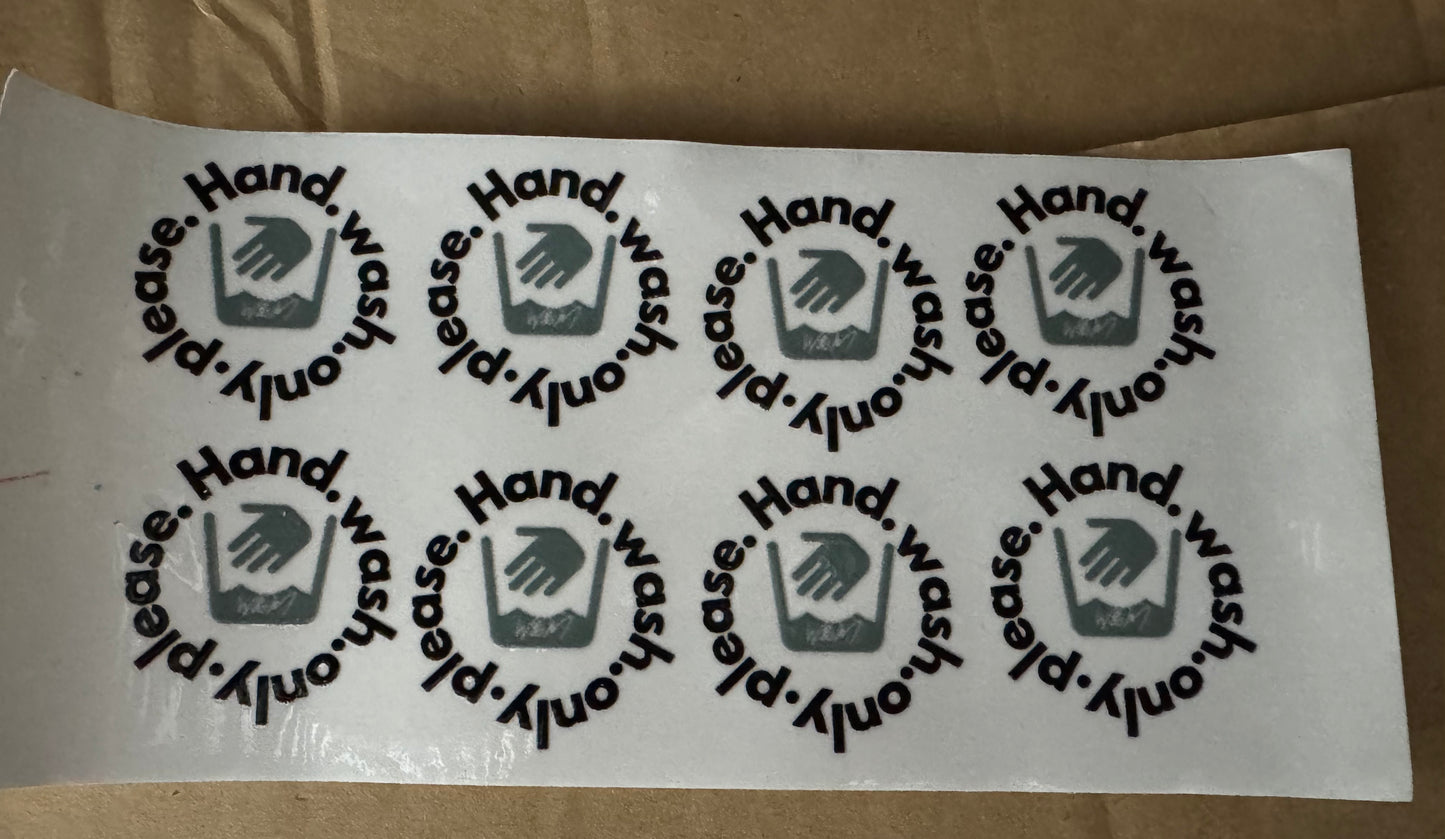 UV DTF Libbey Hand wash Only Cup Care Labels handwash