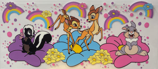 16oz UV DTF Libbey Wrap Bambi & Friends Rainbow #211