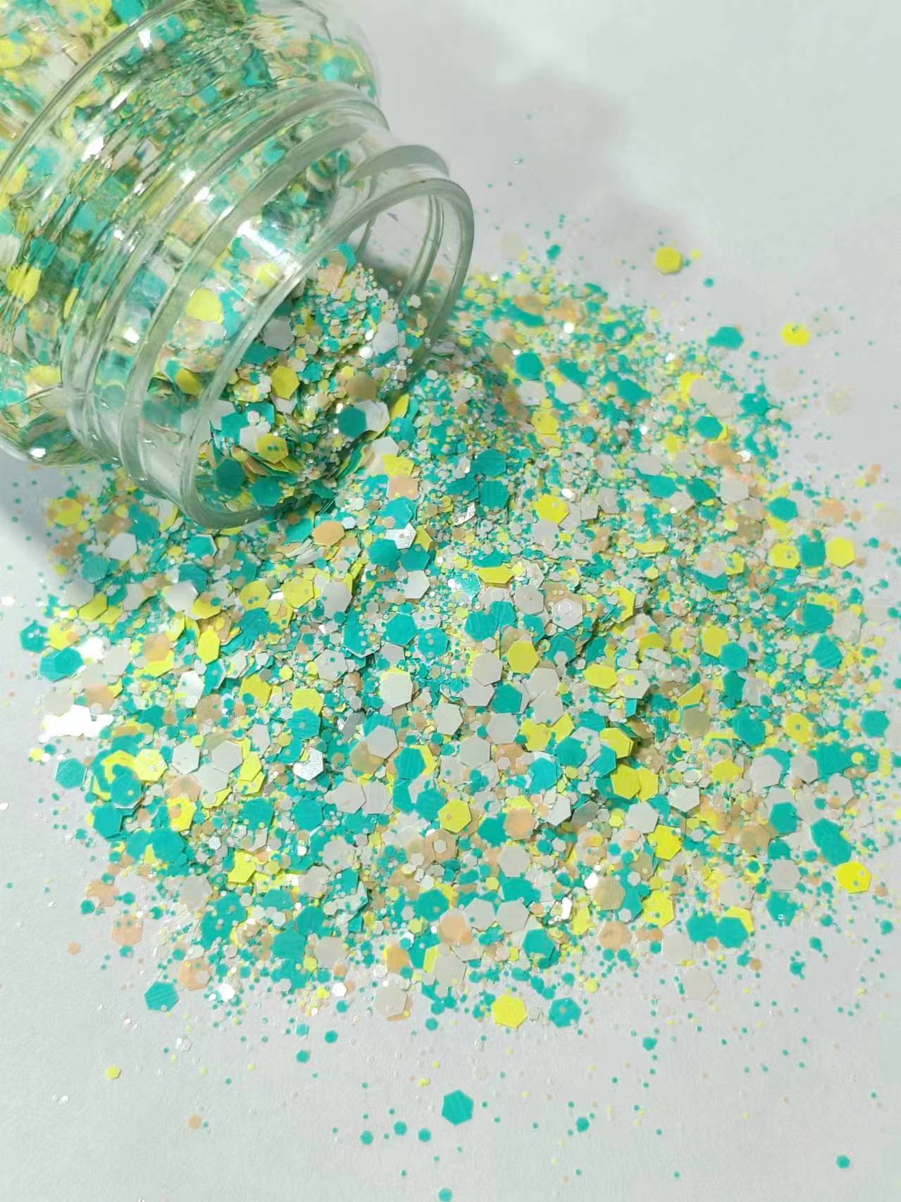 Chunky Glitter | 85gm | Bright Teal Yellow Mix