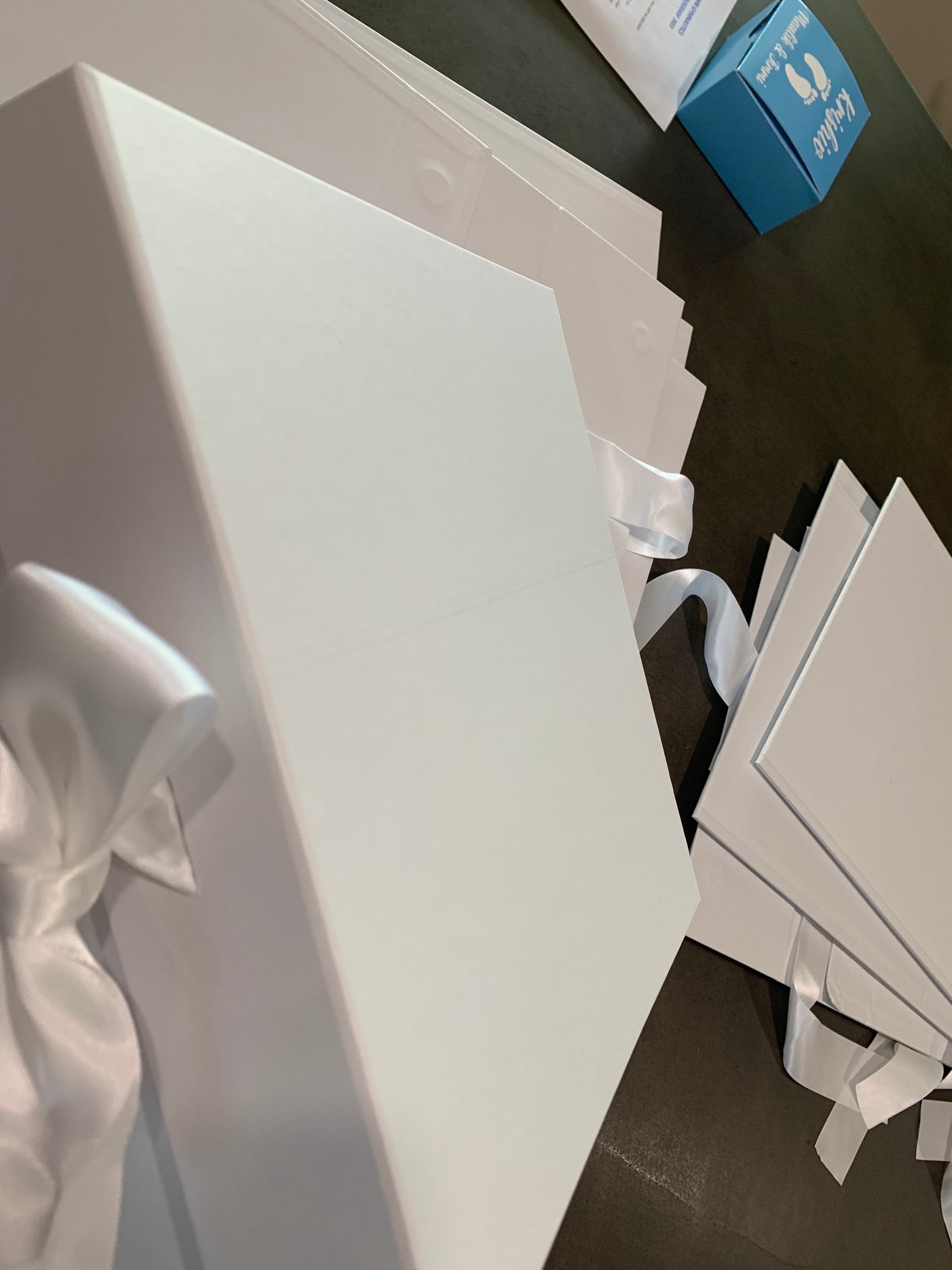 White  Magnetic Medium Square White Ribbon Rigid Box