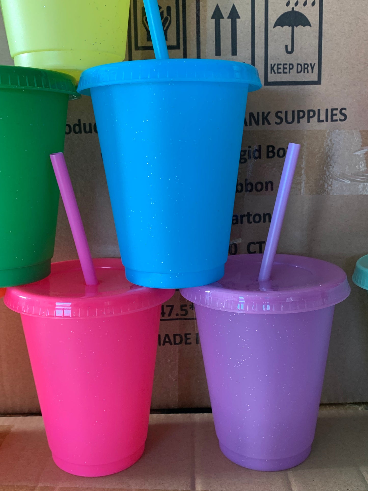 100x 16oz Glitter Cold Cups