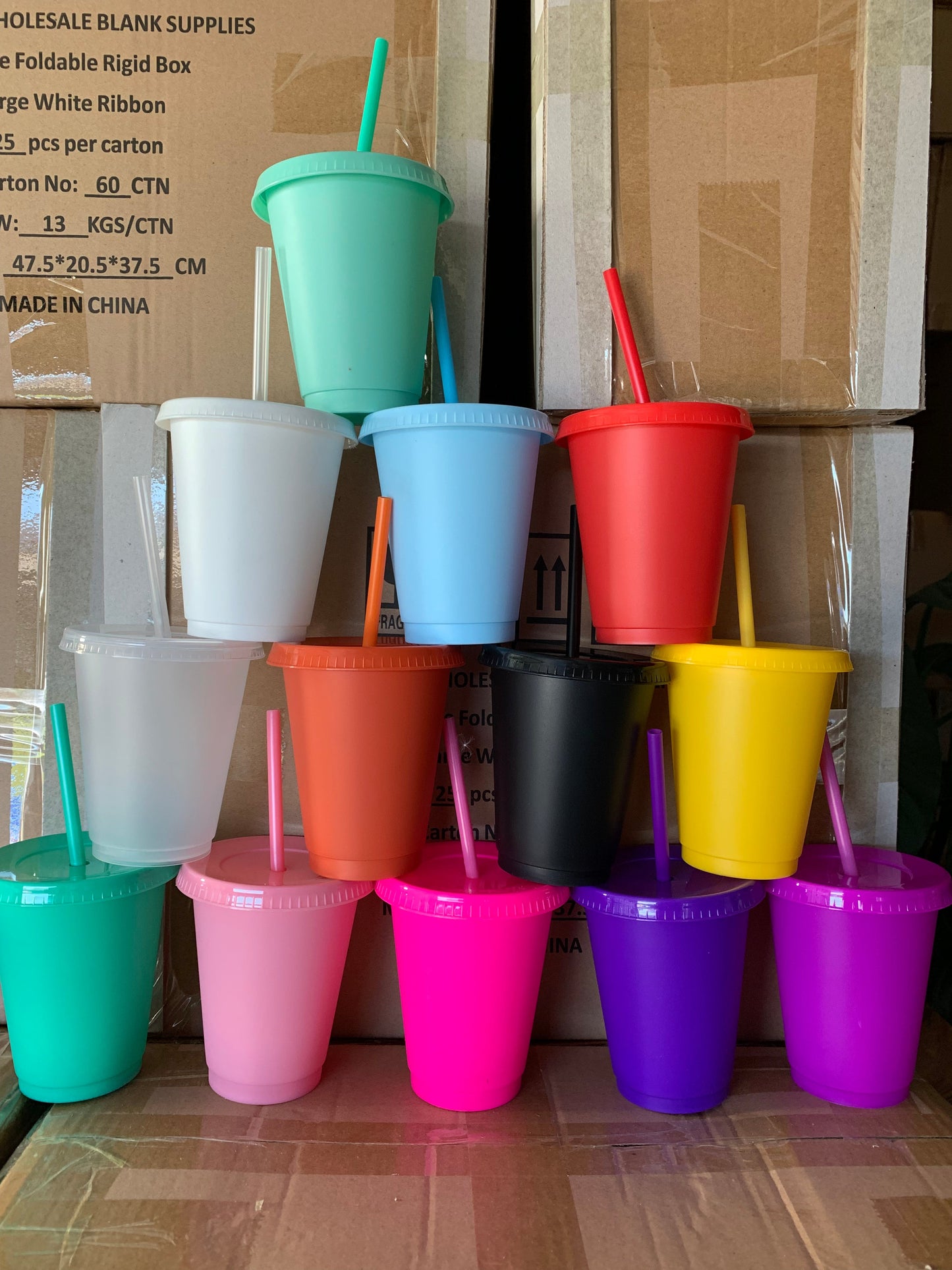 100x 16oz Cold Cups Solid Colour