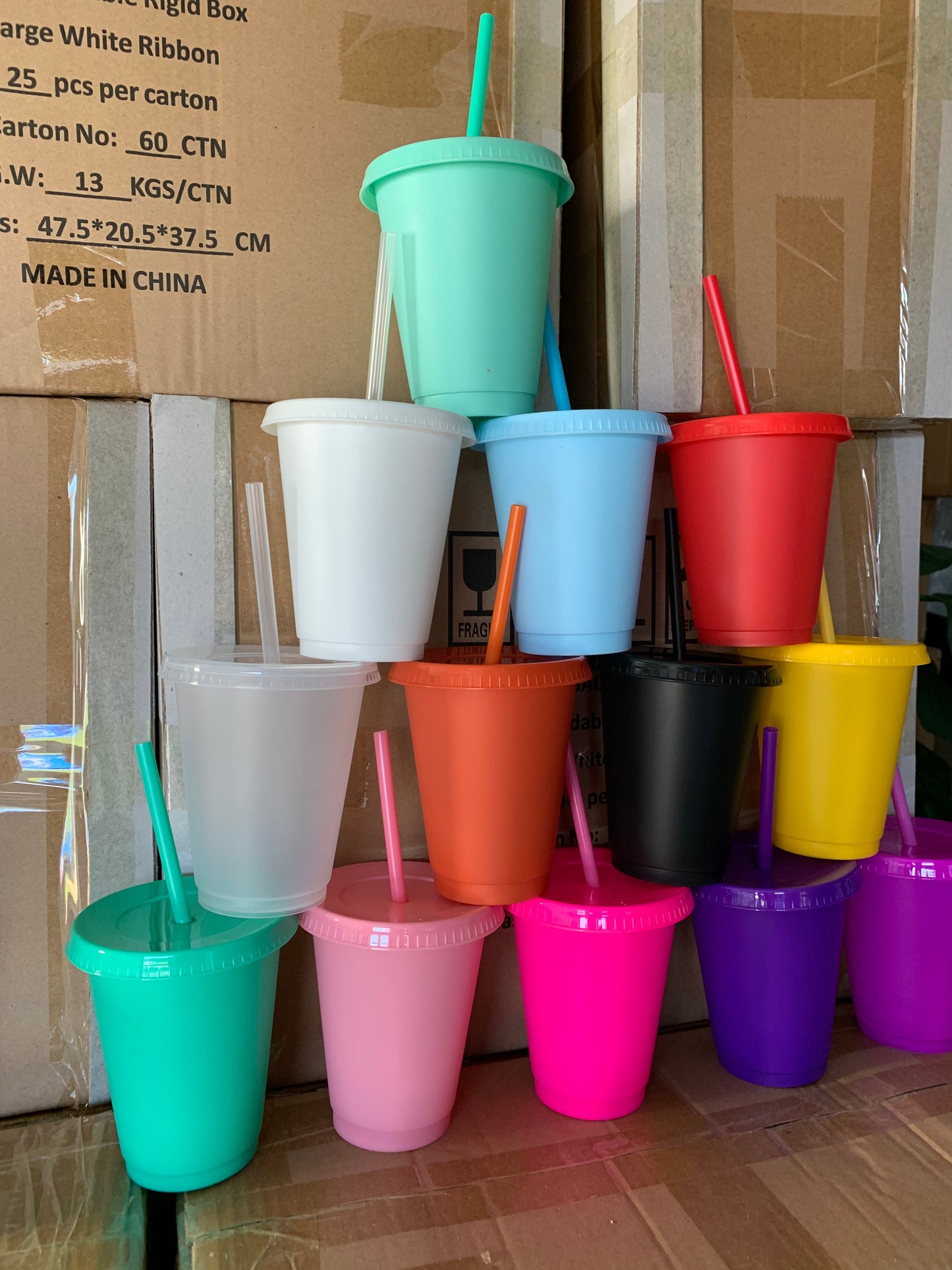 100x 16oz Cold Cups Solid Colour