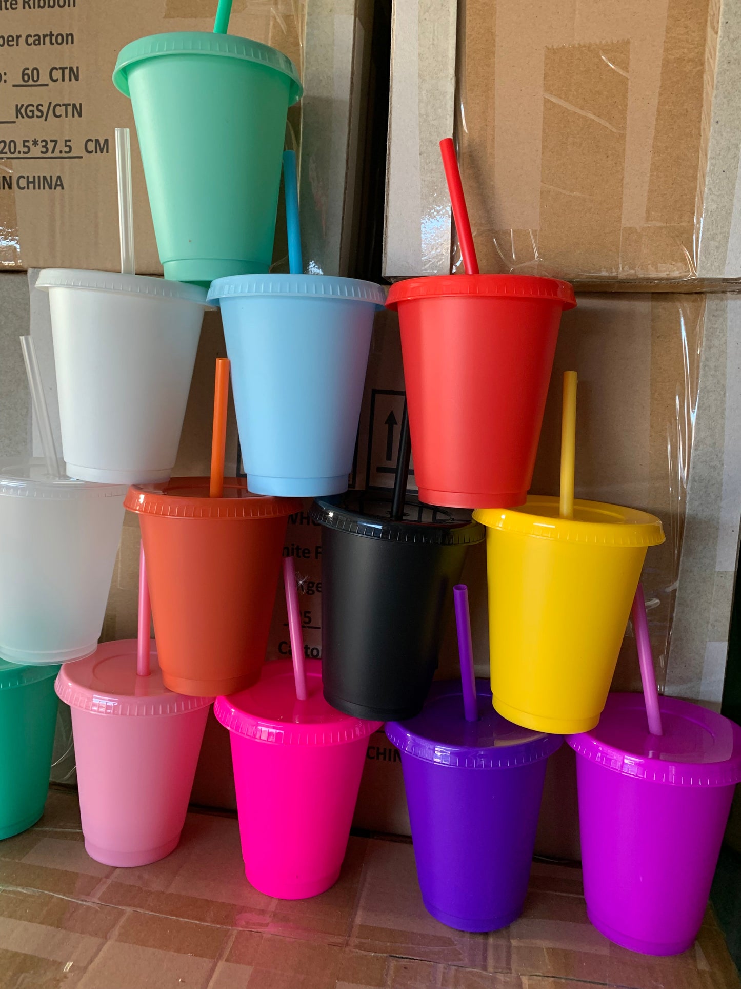 100x 16oz Cold Cups Solid Colour