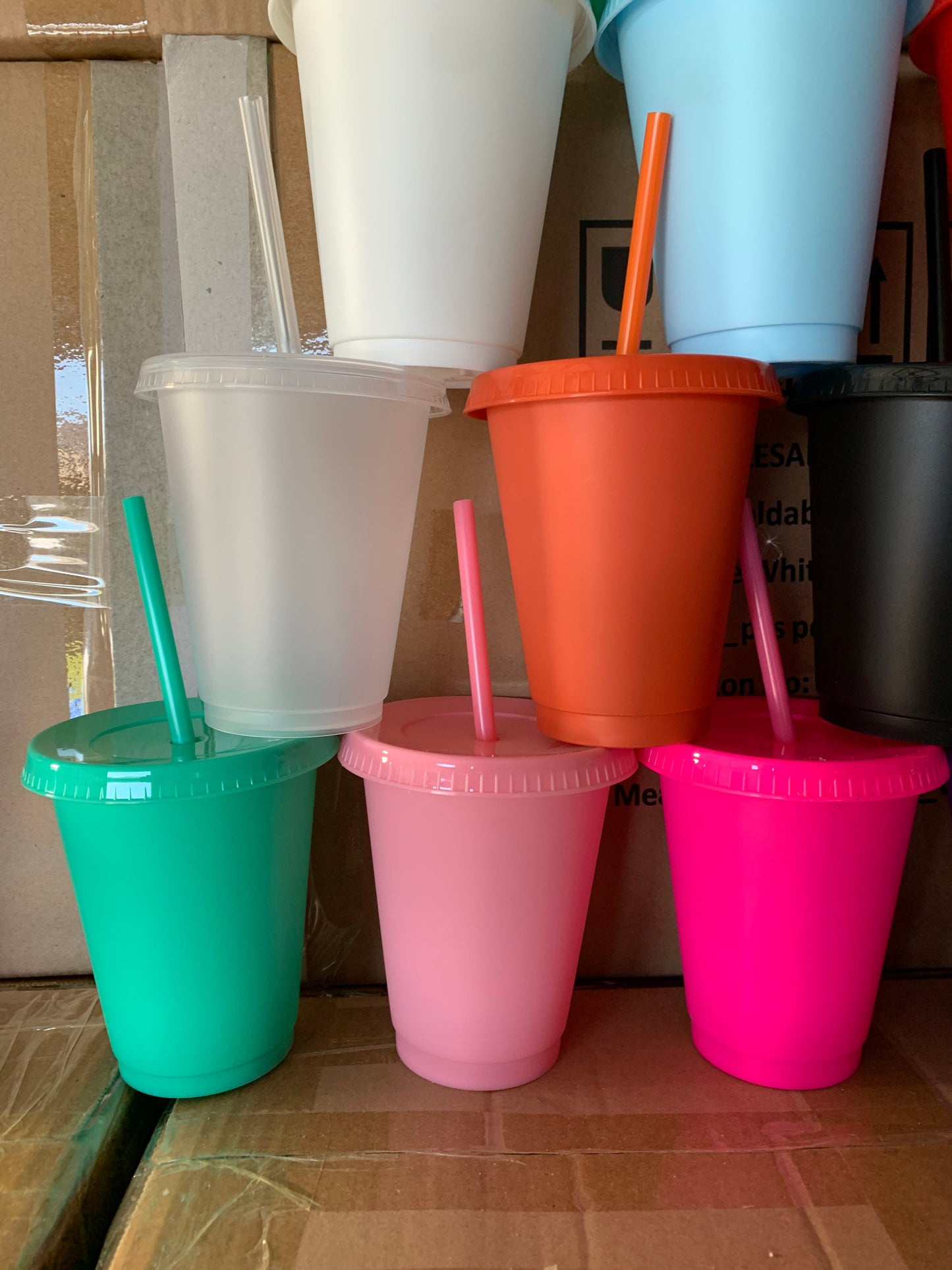 100x 16oz Cold Cups Solid Colour
