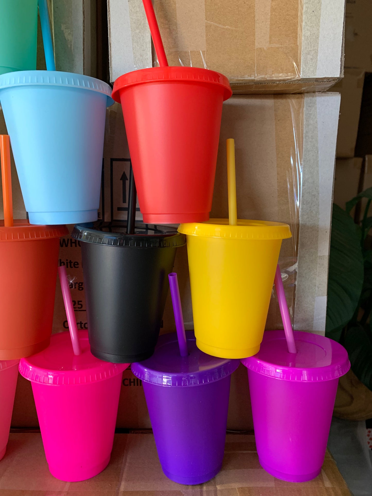 100x 16oz Cold Cups Solid Colour