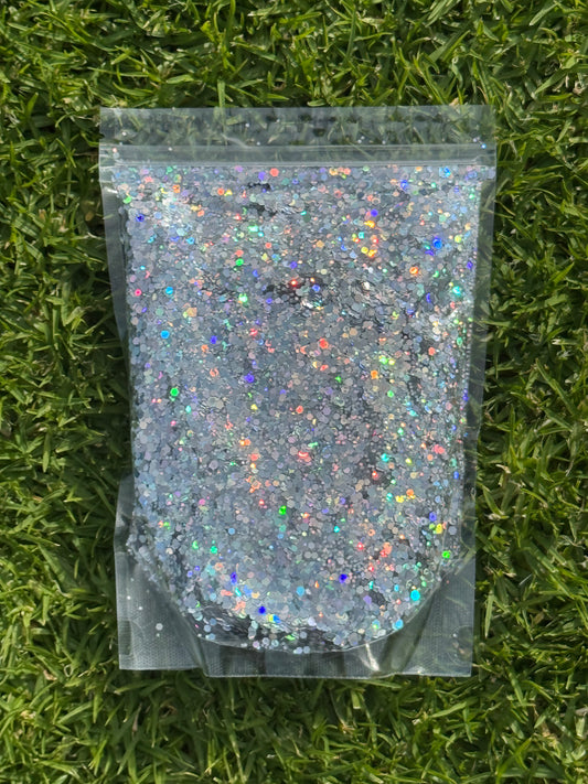 Chunky Glitter Pouch | 250gm | SILVER FOX