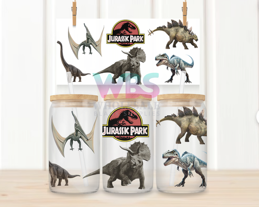16oz UV DTF Libbey Wrap – Jurassic park #W40