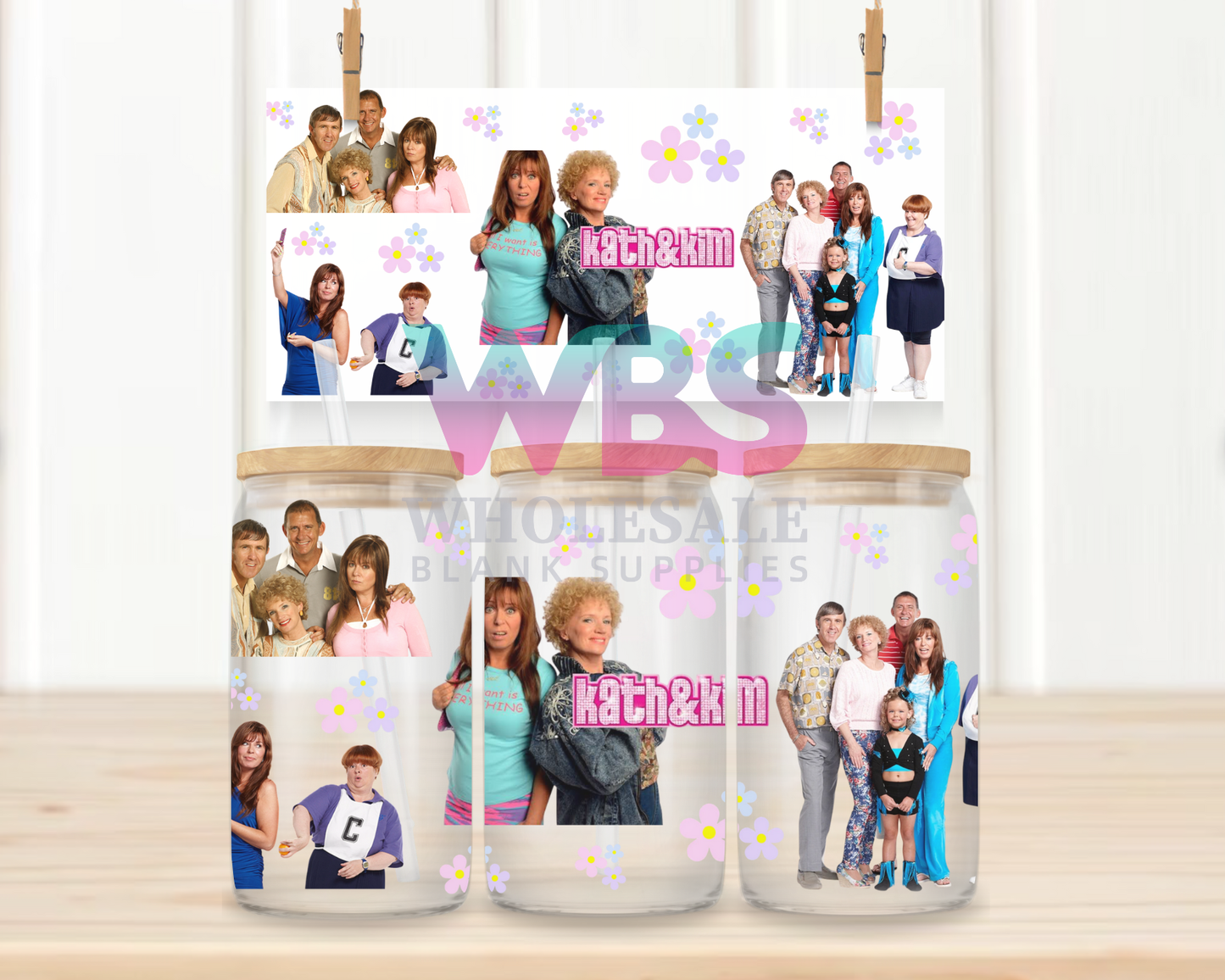 16oz UV DTF Libbey Wrap Kath & Kim TV #W79