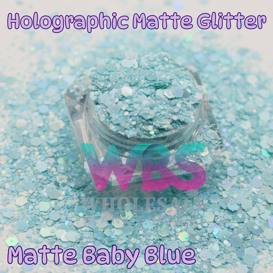 Holographic Matte Baby Blue Chunky Glitter | 50gm