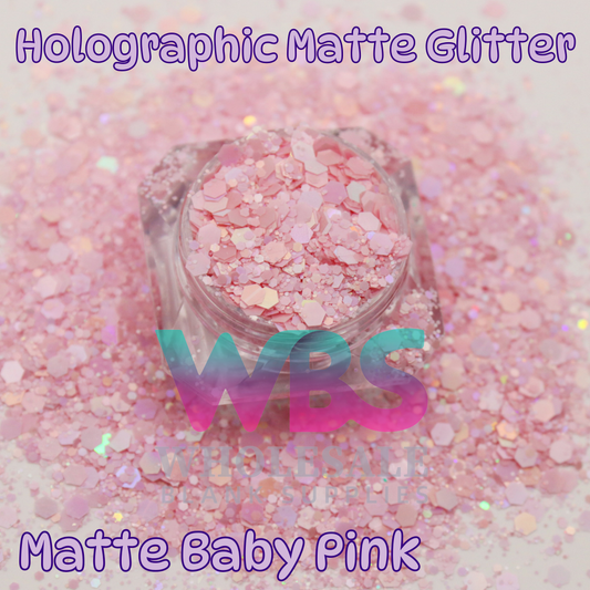 Holographic Matte Baby Pink Chunky Glitter | 50gm