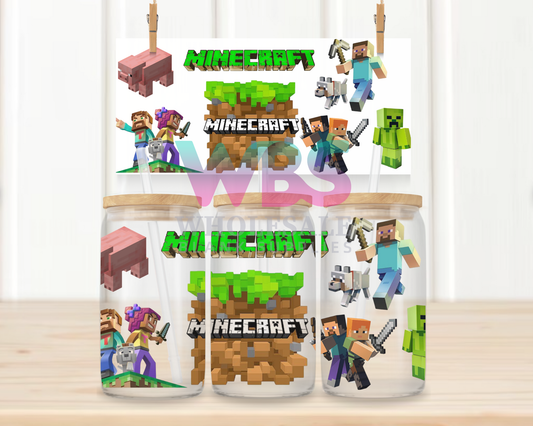 16oz UV DTF Libbey Wrap Minecraft Block Heads #W81