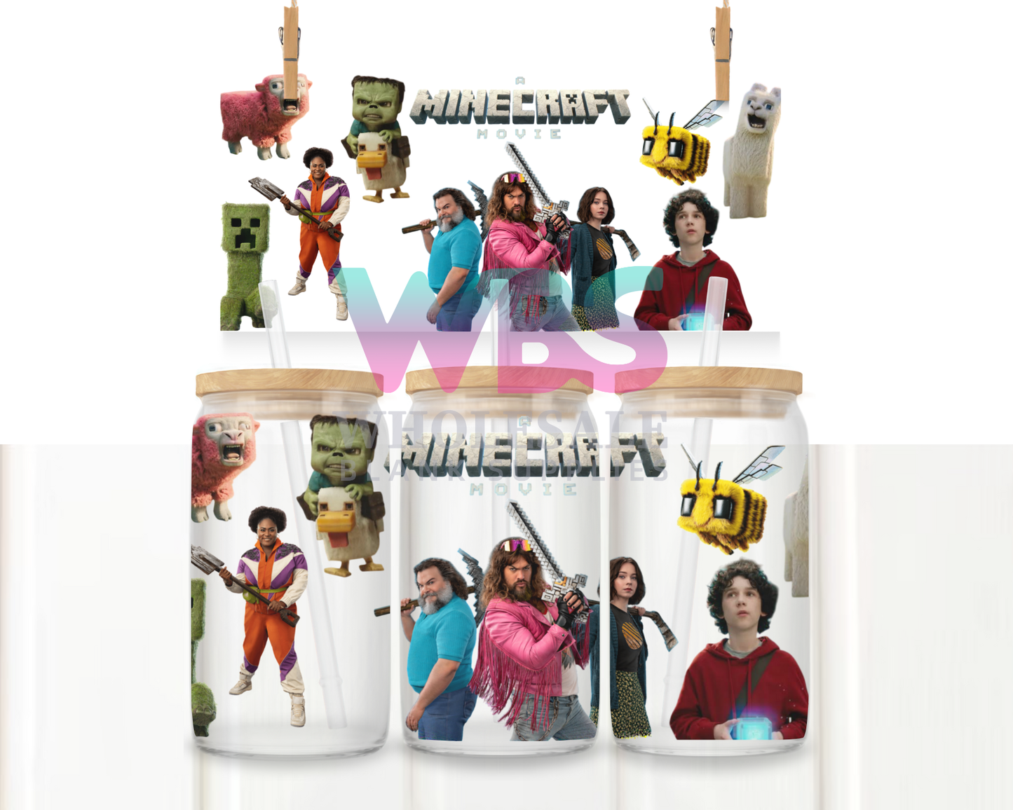 16oz UV DTF Libbey Wrap Minecraft Movie #W75